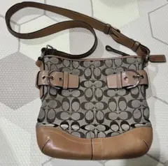 COACH ロゴ柄ショルダーバッグ ベージュ/ブラウン