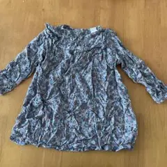 H&M 花柄 長袖シャツ 女の子 90センチ ブルーグレー