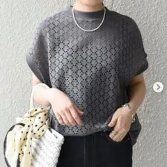 早い者勝ち【美品】SHIPS アイレット クルーネックプルオーバー グレー