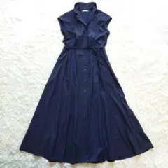カレンソロジー タックワンピース マキシ丈 ノースリーブ ネイビー系 サイズF