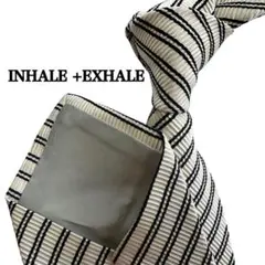 INHALE + EXHALEストライプ ネクタイ ホワイト ブラック