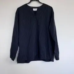 【ikka イッカ】ストライプ 長袖カットソーサイドジッパー　M