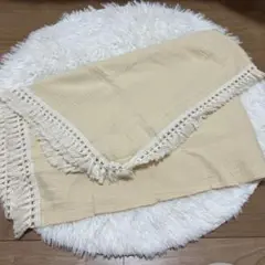 おくるみ　新品　ベージュ フリンジ付き ブランケット