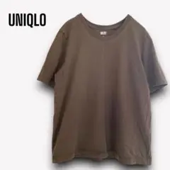 ユニクロ【L】Tシャツ 半袖　カジュアル シンプル ブラウンr226