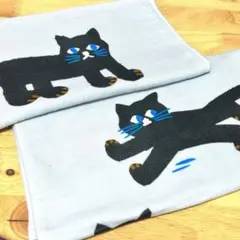 SOUSOU ソウソウ フェイスタオル 2枚 黒猫 ネコ タオル ガーゼ 丸眞