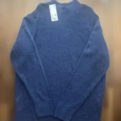【新品】ユニクロ　ミドルゲージモックネックセーター　(ブルー) XXL