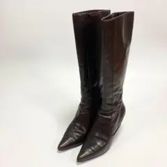 コールハーン⭐️ロングブーツ ピンヒール レザー ダークブラウン サイドジップ