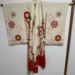赤と白の花柄ベビー着物