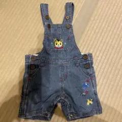 しまじろう 刺繍入りデニムロンパース 80