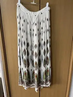 yul プリント柄 ロングスカート ホワイト