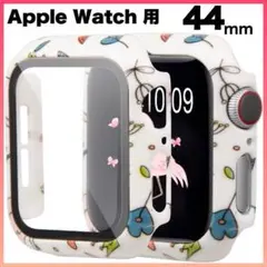 Apple Watch 全面保護ケース かわいい 装着簡単 44mm 白い花