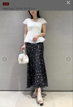 FRAY ID プリントバイアススリットナロースカート