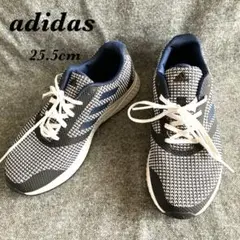 未使用級⭐︎adidas スニーカー 黒と白の千鳥格子25.5cm