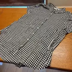 GLOBAL WORK 半袖　Mサイズ　白黒　チェックシャツ