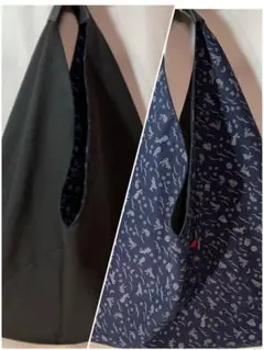 厚手黒シート×洋服三角バッグリバーシブルハンドメイドあずま袋（７５７」）