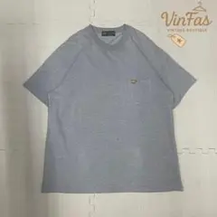 vintage カジュアル 半袖Tシャツ ワンポイント刺繍 グレー