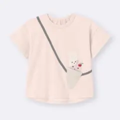 GU ジーユー ベビー キッズ カンタンT アイスクリーム うさぎ ピンク 90