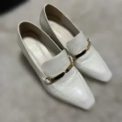 dazzlin クロコ型押しホワイトローファーMサイズ