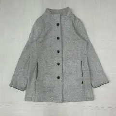 CROCODILE ヘリンボーン柄 スタンドカラー コート グレー レディース