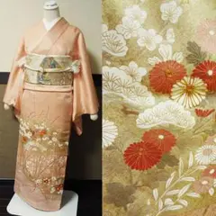 乙女色に波と草花 色留袖