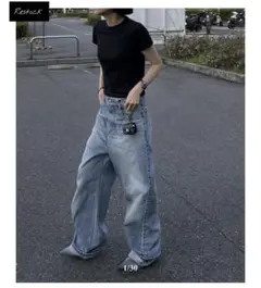 【ok.soon】original wide denim blue