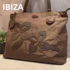 【美品】 IBIZA イビサ ショルダーバッグ トート 花柄 ブラウン ナイロン