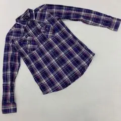 Navy Flag チェック 長袖 ウエスタンシャツ 綿100% Lサイズ