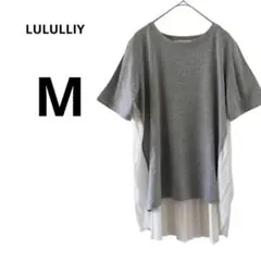LULULLIY バックプリーツ 半袖　チュニック　カットソーT グレー M
