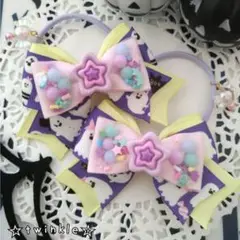 【再販】ハンドメイド☆シャカシャカ☆ハロウィンリボンヘアゴム(パープル)