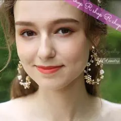 ゴールド イヤリング(ピアス) 結婚式 ウエディングアクセサリー