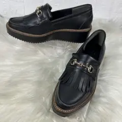 新品 EVOL イーボル フリンジビット付 厚底ローファ 黒24.5