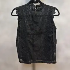 黒 レース ノースリーブ トップス Mサイズ