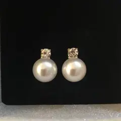 パール イヤリング ダイヤ 大粒 12mm