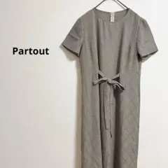 b510【Partout】パワーショルダーレトロクラシカルチェック紐付ワンピース