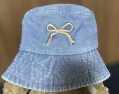 【値下げ中】デニムリボン刺繍 バケットハット 帽子