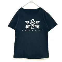 バーンアウト◆クロスドアローTシャツ/コットン100% バックプリント ロゴ 黒