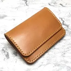 本革 小さい財布 栃木レザー キャメル 手縫い コンパクト財布 ミニ財布