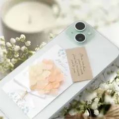 【全機種対応】スマホ用ミニブーケセット　あじさい　アプリコット×レモン