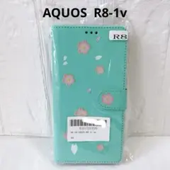 AQUOS R8-1v 桜の花柄手帳型ケース ミントグリーン
