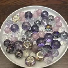 アソートビーズセット 紫・ピンク・クリア　約100g