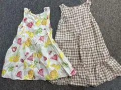 フルーツ柄とチェック柄のワンピース 90.95cm