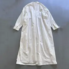 N.O.R.C 長袖　シャツ　ワンピース　白　バンドカラー　しっかり生地