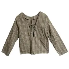 SUPERTHANKS チェック柄リボン付きトップス FREE