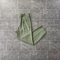90s old 日本製 3tac ワイドスラックス モスグリーン系