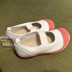 ホワイト/ピンク ストラップ付きバレエシューズ 17.5cm 教育バレーDX