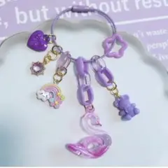カラフルPOPなじゃらじゃらキーホルダー♡♡パープル 紫 推し色