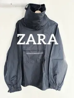 ZARA MAN ザラ　ナイロンジャケット　アノラック　ハイネック　黒　L