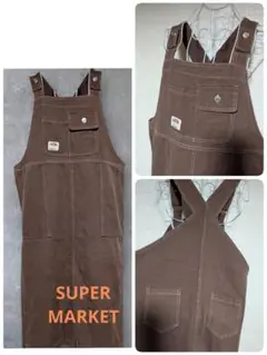 匿名配送　SUPER MARKET　綿100　レディースロングサロペット