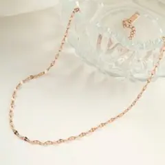 ネックレス　ペダルチェーン　上品　華奢　サージカルスタンレス　ピンクゴールド