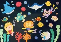 海の中壁面　① 海の壁面　夏のひ壁面　壁面飾り